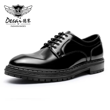 Desai Cuero Genuino Zapatos de los Hombres Brillantes Derby Negocio de Diseño de Zapatos Para Hombre Calzado de la Marca de los Hombres Casual Zapatos Clásicos de 2023