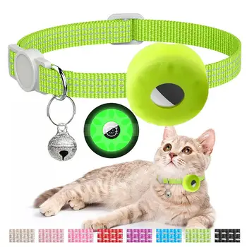Ligero Gato Collares Reflectantes Tamaño Ajustable Gatito Collar Con Campana Gatitos Cachorros Compatible Forairtag