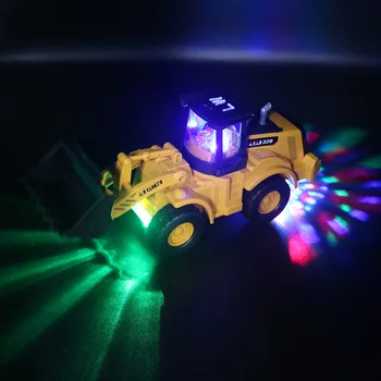 Divertido Luz LED Bulldozer Ingeniería Eléctrica de Coche Modelo de Plástico Con la Música Universal Caminar Juguetes para los Niños de los Muchachos Regalos de Cumpleaños