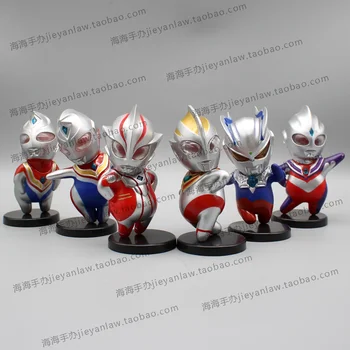 6pcs Conjunto de Anime Ultraman Q Versión Gk Obesidad Ultraman Tiga Figuras de Pvc de Acción Estatuilla Kawaii Modelo de Muñeca de Juguete de Regalos Para Niños