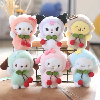Sanrio Kuromi de Hello Kitty dibujos animados de Peluche Lleno de Llavero Creativo de la Cereza de la Colección de Exquisita Mochila Colgante de Regalos para Niñas