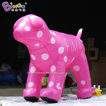Buena calidad 3mh inflable gigante de perro de color rosa / inflable de perro de dibujos animados de animales de la exposición