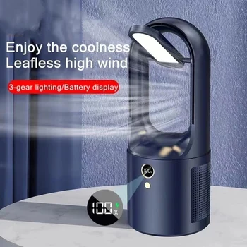 El Uso en el hogar sin bisturí Eléctrico Tabla Ventilador Enfriador de Carga USB Inalámbrico Portátil Mini Ventilador de Refrigeración Ultra Silencioso LED Luz de la Noche