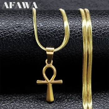 Antigua Egipcia Ankh, la Cruz Clave de la Vida del Collar para las Mujeres de los Hombres de Acero Inoxidable de Pequeño Colgante de Collares de la Joyería del Collar