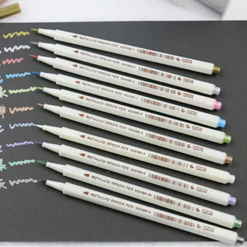 10 piezas de colores Metálicos Marcador De 10 Colores DIY Manualidades de Scrapbooking Impermeable de Aceite Lápiz Art Marker Pen Papelería