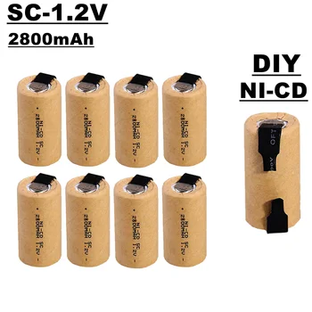 Nuevo SC pilas de níquel cadmio, 1.2 V, 2800 m, con la soldadura de la correa, ideal para la sustitución de la célula de batería de las herramientas eléctricas