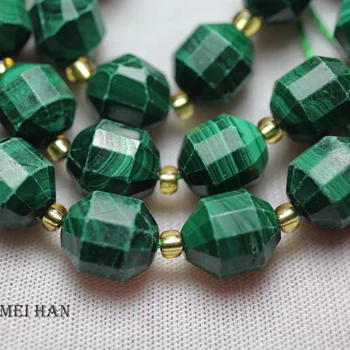 Meihan ( 1 filamento) Natural de Malaquita 9*10 mm de energía columna facetas sharp suelta perlas de piedra para la Navidad de la joyería de diseño