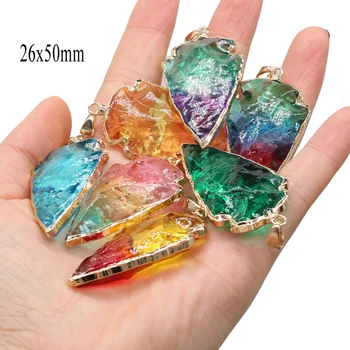 La Piedra Natural de colores Triángulo Espíritu de Cristal Colgante del Encanto DIY del Collar de los Pendientes de la Joyería Accesorios de Regalo