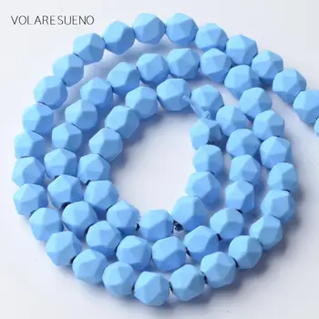 6mm Natural Mate Facetas de la Luz Azul de Goma Hematita Cuentas de Piedra Para la Fabricación de Joyas Espaciador Suelta Perlas de Bricolaje Pulsera de 15
