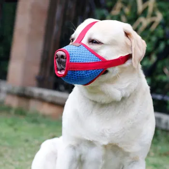 Ajustable para perros de Hocico Contra el Ladrido de Boca Cubierta de Aire Respirable Anti-Picadura de Malla máscara para perros