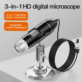 50-1000x/1600X Continua Focal 3in1 USB Microscopio Digital Para PC Android CMOS Boroscopio de Mano Endoscopio Inspección Otoscopio