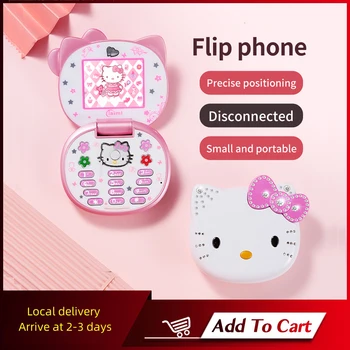 Lindo Mini Niña Teléfono Móvil de Banda Cuádruple Flip Niños de la Historieta de los Niños Dual Sim 2G GSM Teclado Boton de Desbloqueo de teléfono Móvil