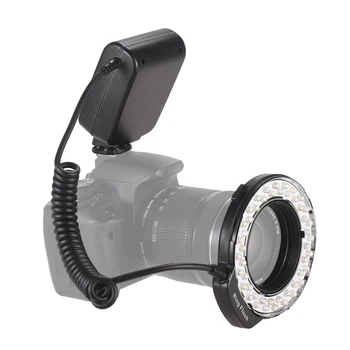 Led Macro Ring Flash Difusor de Luz de la Pantalla Lcd 3000-15000k Gn46 de Control de Potencia Con anillo Adaptador Para Cámaras Canon Accesorios