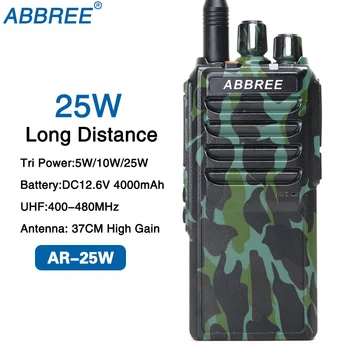 Abbree AR-25W 25W de Potencia de Alta Abbree AR-25W 25W Hola UHF 400-480MHz 10Km de distancia de Radio de 4000mAh de la Batería + Plegable CS Táctica de la Antena