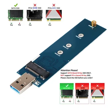 M. 2 a USB Adaptador de Tecla B M. 2 SSD Adaptador de USB 3.0 (No Necesita Cable de USB a 2280 M2 SSD Adaptador de la Unidad de NGFF Convertidor SSD Lector
