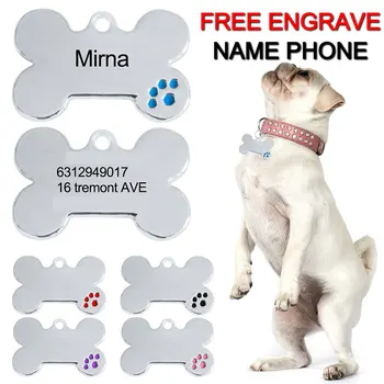 Libre de Grabado de Perro Etiquetas de IDENTIFICACIÓN Personalizado Personalizado Gato Cachorro Nombre de Tag Collar de Accesorios Anti-pérdida de Collar Colgante Llavero