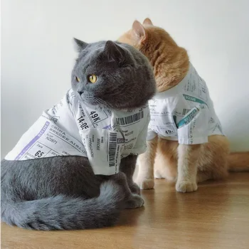 Cat T-Shirt para Mascotas Ropa de Algodón, Ropa Fresca Cachorro Chaleco Camisa de Trajes para Perros y Gato Ropa Perrito Transpirable Suave Camisetas