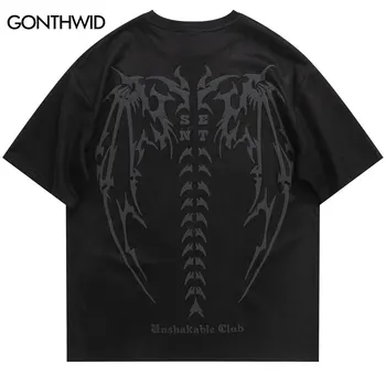 Los hombres de Gamuza T-Shirt Ropa de Cráneo Esqueleto de Impresión de la Camiseta de 2023 Hip Hop Punk Gótico de Camisetas de Y2K Harajuku Fashion Tops Sueltos