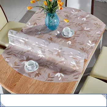 Suave tapete de mesa de tela Transparencia de PVC Mantel Impermeable de Hule de Comedor mesa de la cocina alfombrillas textiles para el hogar suave de vidrio de mesa