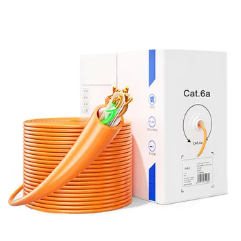 10Gbps 1000FT Espiral de la UTP Cat6A de Alta Velocidad Cobre Puro 8core de Lan de Ethernet de Internet Cat 6A Cable de Red Con Caja de Embalaje