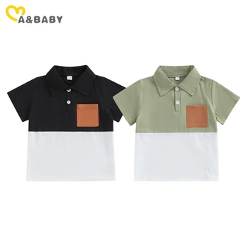 ma&bebé de 3-7Y niño de Niño Niños T-camisa Casual de Manga Corta Bolsillo de Botón Tops Camiseta de Bebé Ropa de Verano