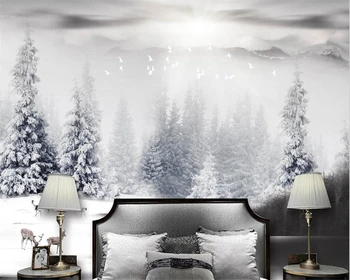 Hogar moderno fondo de la pared decoración de la pared 3d fondo de pantalla de Nieve del bosque elk dormitorio TV fondo pared 3d fondo de pantalla
